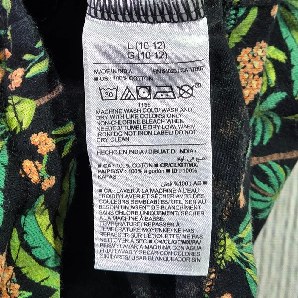 Old Navy‎ Girls Large Romper Black Green Palm Tree Tropical Cotton Sleeveless